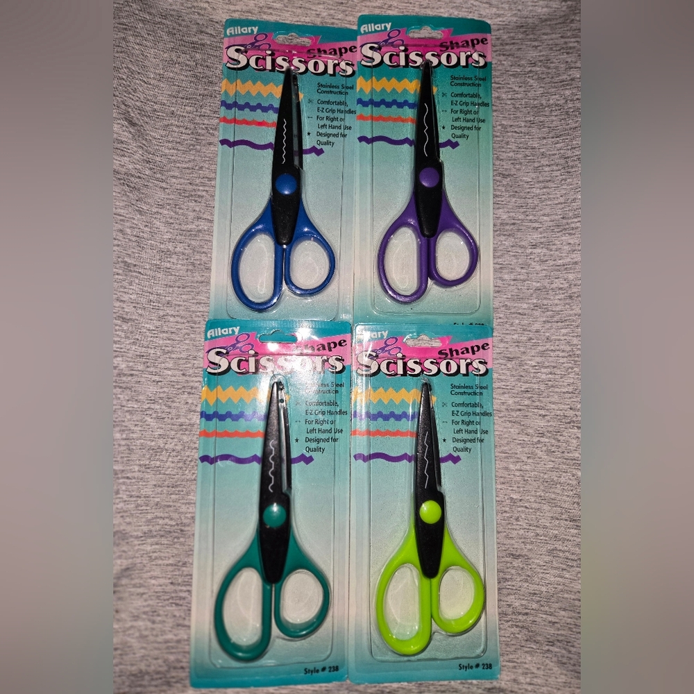 Allary Shape 4 Piece Scissors Set - Blue, Purple, Green